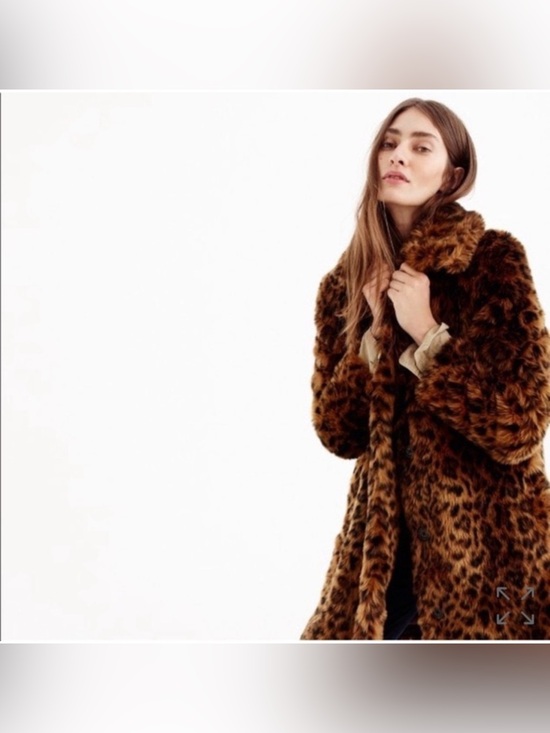 J. Crew Jackets & Blazers - J.Crew Collection Faux Fur Leopard Print Coat G9553 Size S